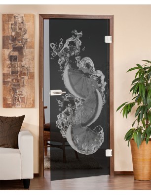 Ganzglastür Fruits 5 Gelasert Auf Grauglas