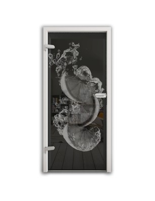 Ganzglastür Fruits 5 Gelasert Auf Grauglas