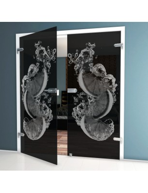 Ganzglastür Fruits 5 Gelasert Auf Grauglas