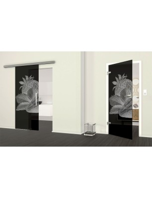 Ganzglastür Erdbeere 2 Gelasert Auf Grauglas