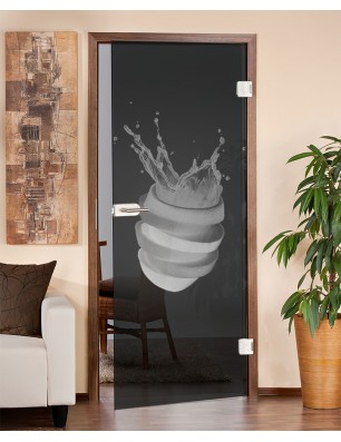 Ganzglastür Fruits 6 Gelasert Auf Grauglas