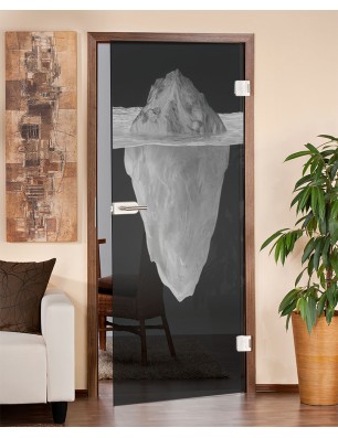 Ganzglastür Eisberg Gelasert Auf Grauglas