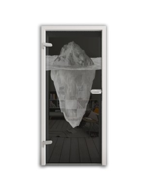 Ganzglastür Eisberg Gelasert Auf Grauglas