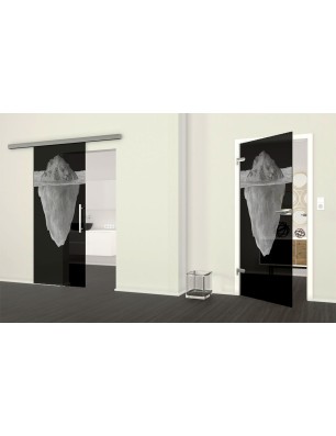 Ganzglastür Eisberg Gelasert Auf Grauglas