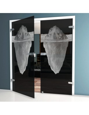 Ganzglastür Eisberg Gelasert Auf Grauglas