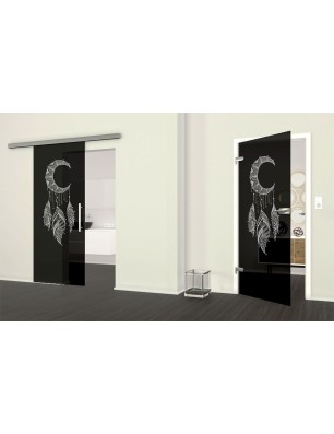 Ganzglastür Dreamcatcher Gelasert Auf Grauglas