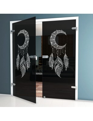 Ganzglastür Dreamcatcher Gelasert Auf Grauglas