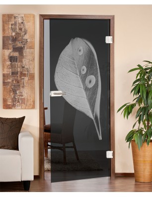 Ganzglastür Blatt Gelasert Auf Grauglas