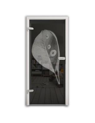 Ganzglastür Blatt Gelasert Auf Grauglas