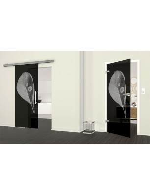 Ganzglastür Blatt Gelasert Auf Grauglas