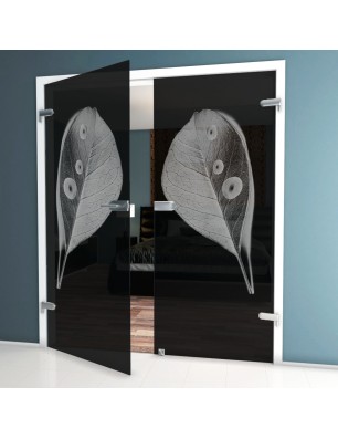 Ganzglastür Blatt Gelasert Auf Grauglas