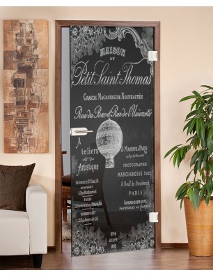 Ganzglastür Vintage Baloon Gelasert Auf Grauglas