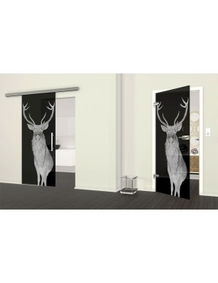 Ganzglastür Widder Gelasert Auf Grauglas