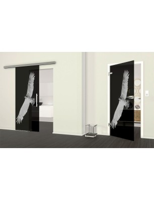 Ganzglastür Adler Gelasert Auf Grauglas