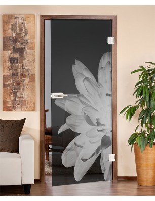 Ganzglastür Blume 2 Gelasert Auf Grauglas