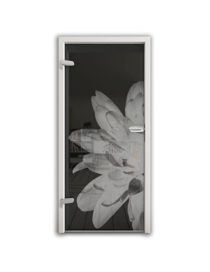 Ganzglastür Blume 2 Gelasert Auf Grauglas