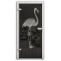 Ganzglastür Flamingo Gelasert Auf Grauglas Ganzglastür Flamingo Gelasert Auf Grauglas