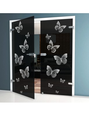 Ganzglastür Schmetterlinge Gelasert Auf Grauglas