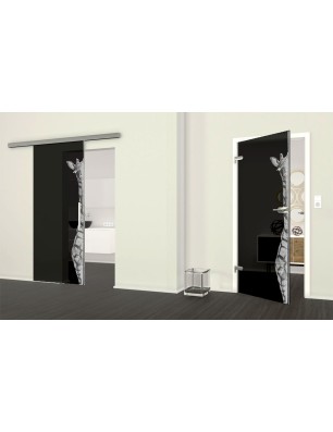 Ganzglastür Giraffe Gelasert Auf Grauglas