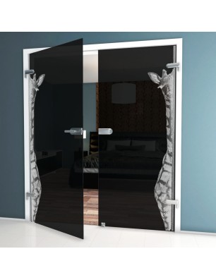 Ganzglastür Giraffe Gelasert Auf Grauglas