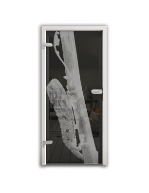 Ganzglastür Camelion Gelasert Auf Grauglas