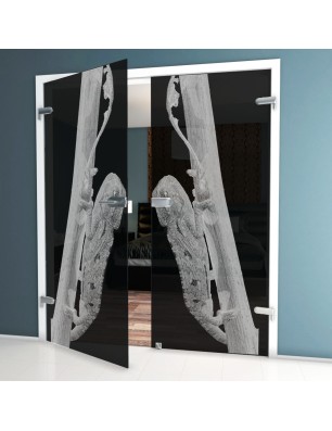 Ganzglastür Camelion Gelasert Auf Grauglas