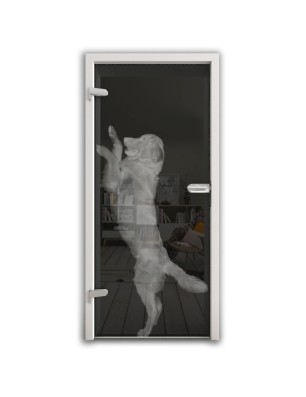 Ganzglastür Golden Gelasert Auf Grauglas