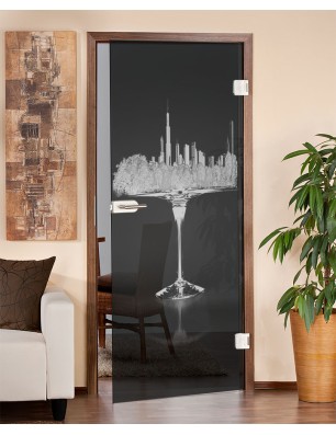 Ganzglastür My City Gelasert Auf Grauglas