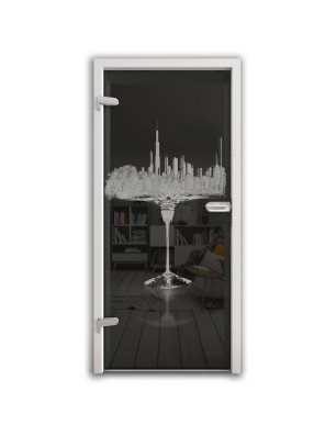 Ganzglastür My City Gelasert Auf Grauglas