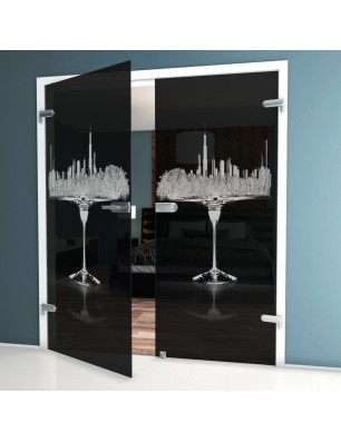 Ganzglastür My City Gelasert Auf Grauglas