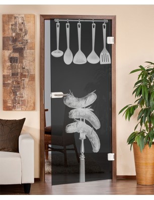 Ganzglastür Kitchen Gelasert Auf Grauglas