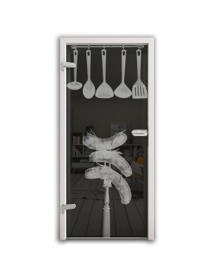 Ganzglastür Kitchen Gelasert Auf Grauglas