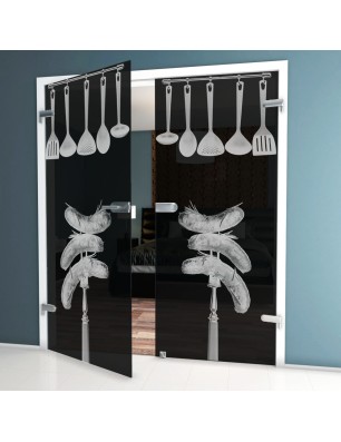 Ganzglastür Kitchen Gelasert Auf Grauglas