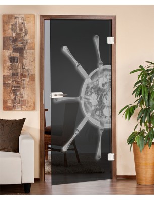 Ganzglastür Pizza Gelasert Auf Grauglas