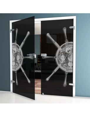 Ganzglastür Pizza Gelasert Auf Grauglas