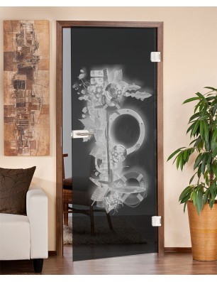 Ganzglastür Meer Gelasert Auf Grauglas