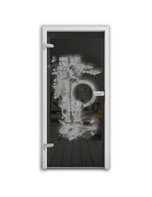 Ganzglastür Meer Gelasert Auf Grauglas