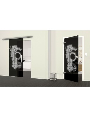 Ganzglastür Meer Gelasert Auf Grauglas