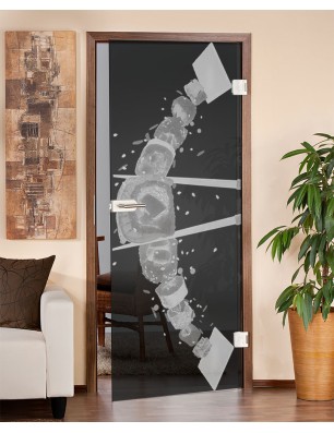 Ganzglastür Sushi Gelasert Auf Grauglas