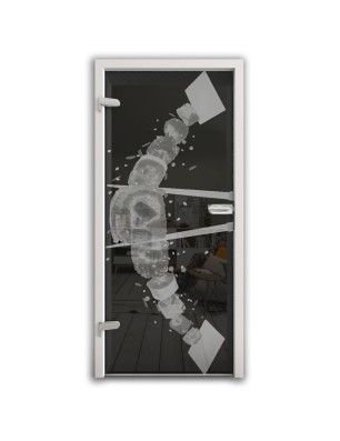 Ganzglastür Sushi Gelasert Auf Grauglas