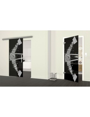 Ganzglastür Sushi Gelasert Auf Grauglas