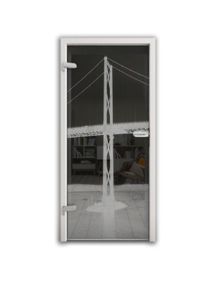 Ganzglastür Golden Gate Gelasert Auf Grauglas
