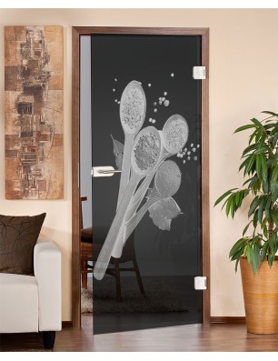 Ganzglastür Spice Gelasert Auf Grauglas