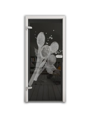 Ganzglastür Spice Gelasert Auf Grauglas