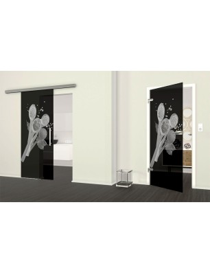 Ganzglastür Spice Gelasert Auf Grauglas