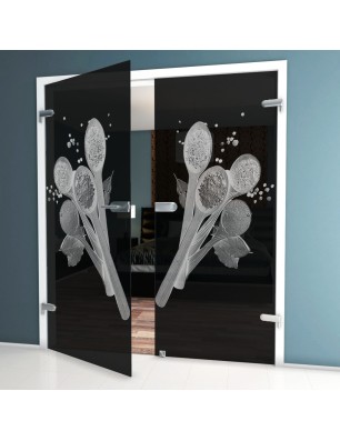 Ganzglastür Spice Gelasert Auf Grauglas