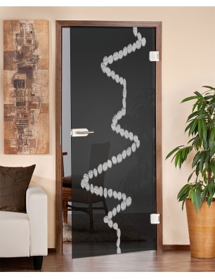 Ganzglastür Kaffeebohnen  Gelasert Auf Grauglas