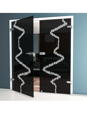 Ganzglastür Kaffeebohnen  Gelasert Auf Grauglas