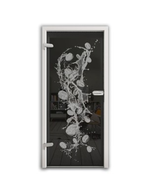 Ganzglastür Kaffeebohnen  II Gelasert Auf Grauglas