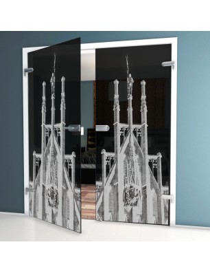 Ganzglastür München Gelasert Auf Grauglas